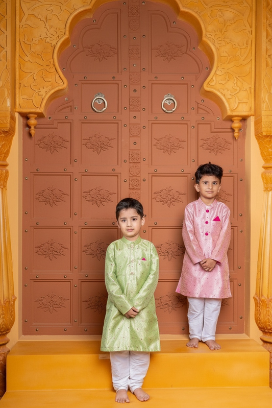 Silk kurtas with white churidar