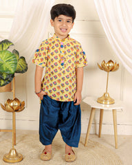 Cotton print kurta with blue pyjama - Kirti Agarwal