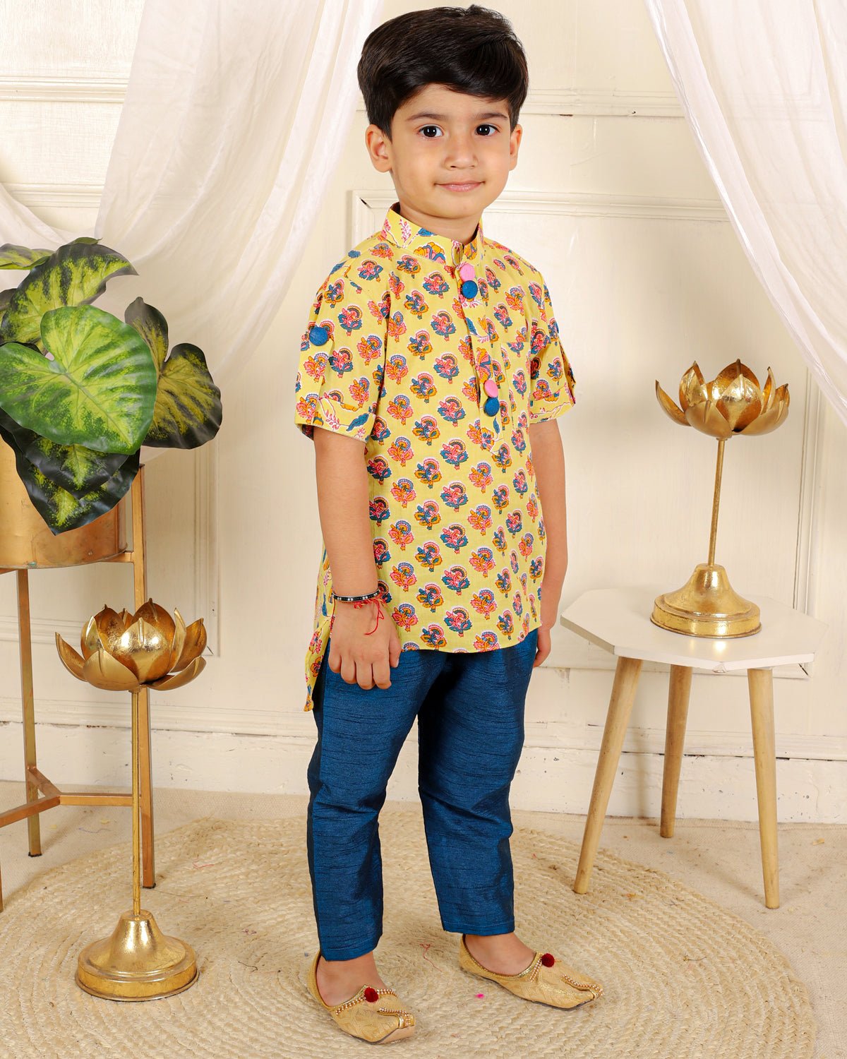 Cotton print kurta with blue pyjama - Kirti Agarwal