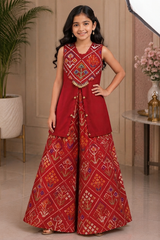 Elegant Hand-Embroidered Silk Short Kurta with Flared Palazzo Set for Festive Celebrations.