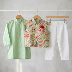 Green Embroidered Kurta with Chudidar