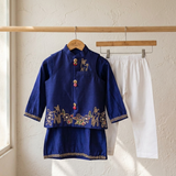 Regal royal blue embroidered jacket set| Designer Kids Ethnic Wear | Kirti Agarwal