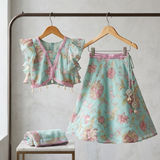 Floral Printed And Embroidered Top With Matching Lehenga And Dupatta| Embroidered Top & Organza Dupatta | Kirti Agarwal
