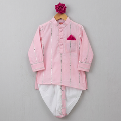 Pink Embroidered Kurta with Dhoti