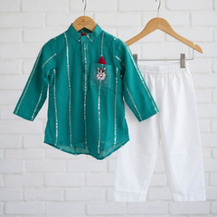 Dark Green Embroidered Kurta with Chudidar