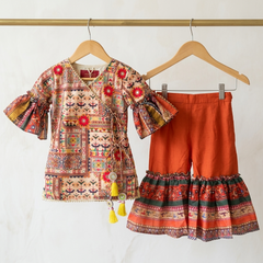 Short Angrakha Kurta with Sharara