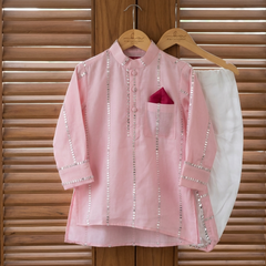 Pink Embroidered Kurta with Dhoti
