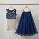 Heavy Handwork Embroidered Crop Top with Pure Organza Silk Lehenga