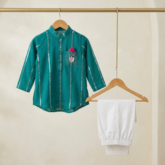 Dark Green Embroidered Kurta with Chudidar
