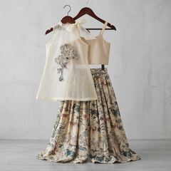 Tree Patchwork Cape With Forest Inspired Palazzo And Top