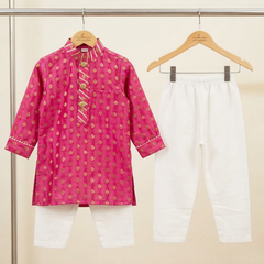 Pink Brocade Kurta with Chudidar