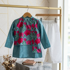 Flower Print Jacket style Kurta and Pajama
