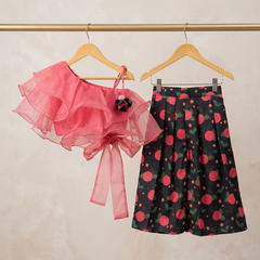 Ruffled Crop top with flowered Palazzo