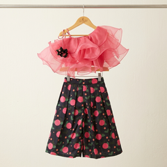 Ruffled Crop top with flowered Palazzo