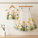 Floral Embroidered Chanderi Silk Crop Top & Lehenga Set with Handcrafted Flower Tassels