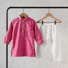 Pink Brocade Kurta with Chudidar