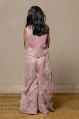 Embroidered Jacket with Floral embroidered pant and plain crop top - Kirti Agarwal