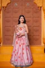 Embroidered Top With Lehenga, Net Dupatta &  Floral Printed Kurta, Jacket And Pyjama