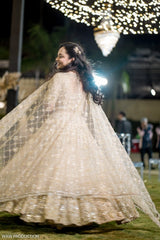 Gold Sequin Embellished Lehenga Set with Net Dupatta - Kirti Agarwal