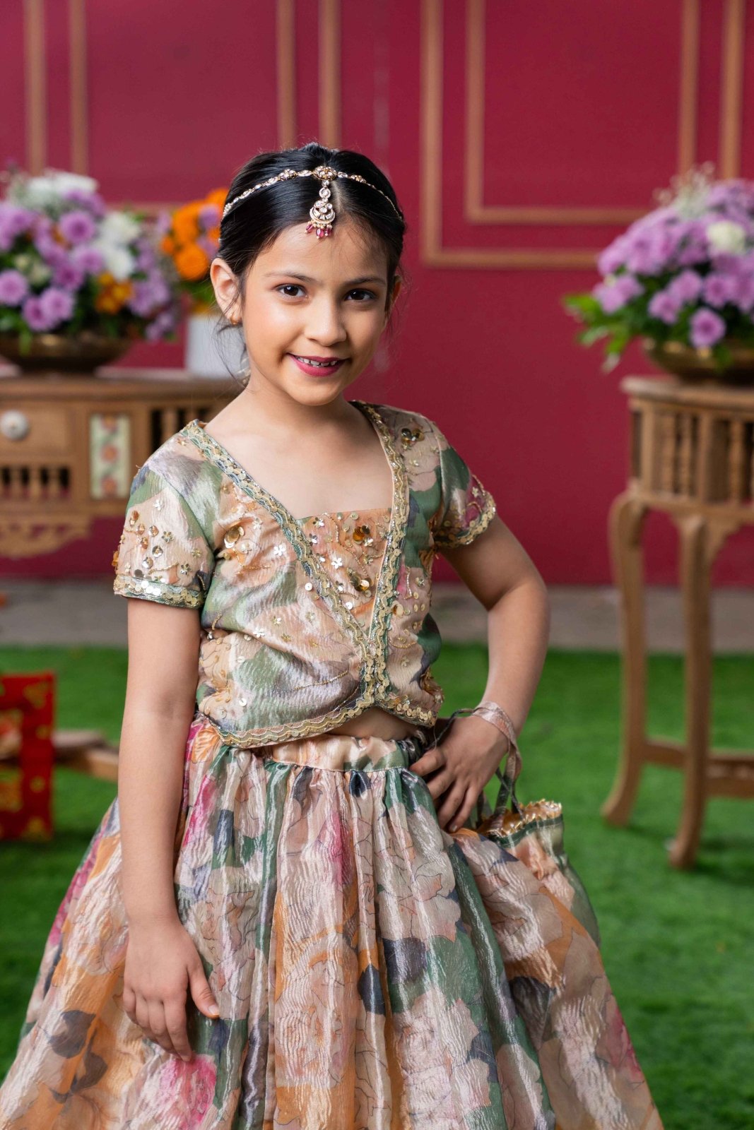 Grace in Bloom: Designer Kids Floral Lehenga Set - Kirti Agarwal