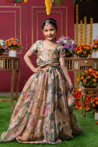 Grace in Bloom: Designer Kids Floral Lehenga Set - Kirti Agarwal