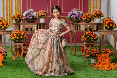 Grace in Bloom: Designer Kids Floral Lehenga Set - Kirti Agarwal