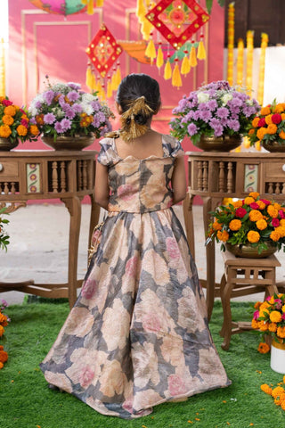 Grace in Bloom: Stunning Floral Gown with Elegant Embellishments for Festive Occasions - Kirti Agarwal