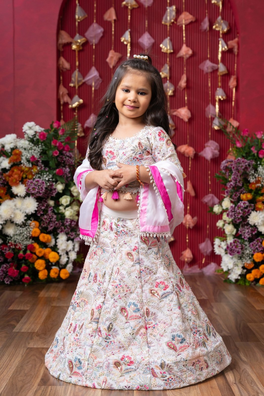 Graceful Glamour: A stunning embroidered lehenga set for your little one's festive sparkle! - Kirti Agarwal