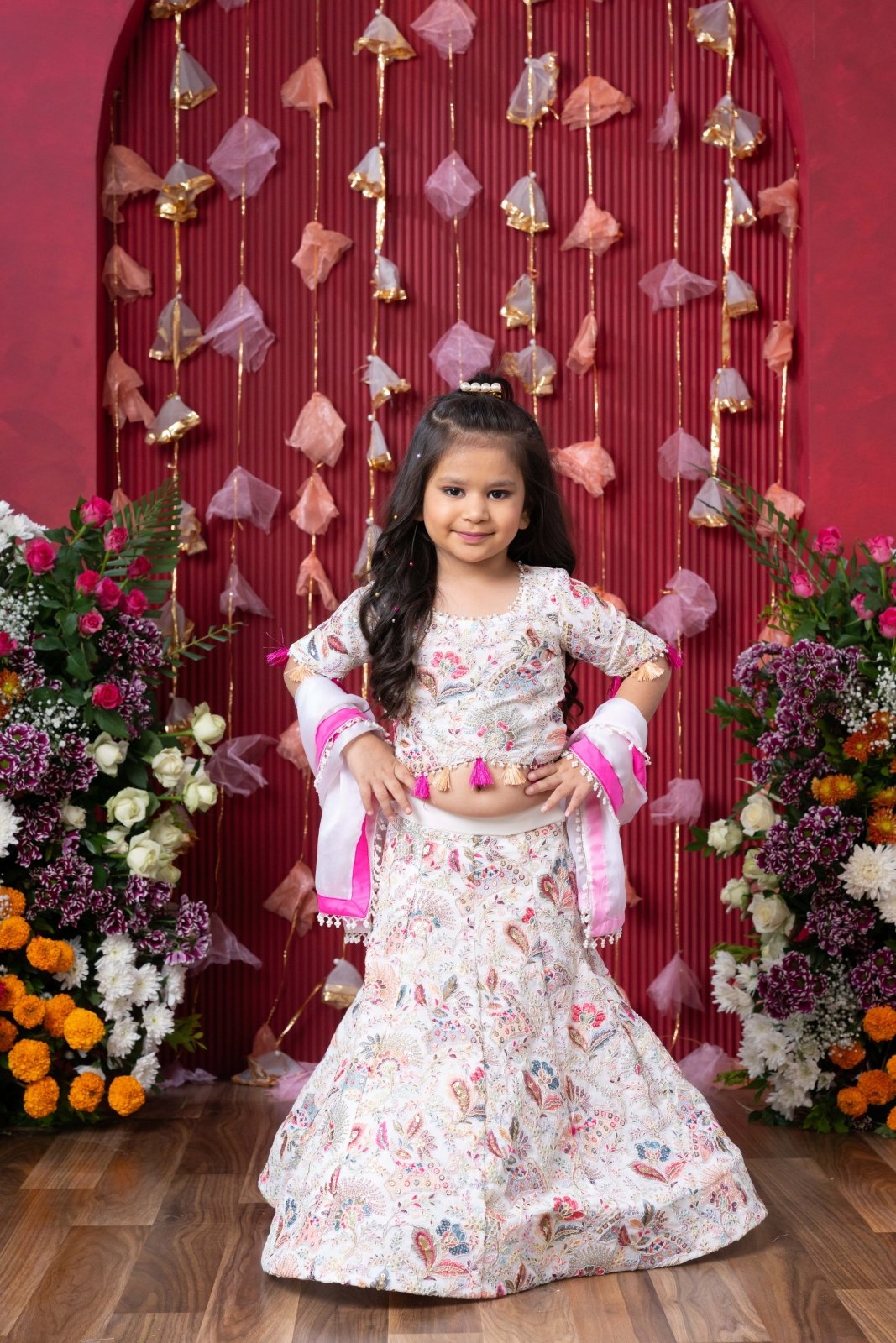 Graceful Glamour: A stunning embroidered lehenga set for your little one's festive sparkle! - Kirti Agarwal