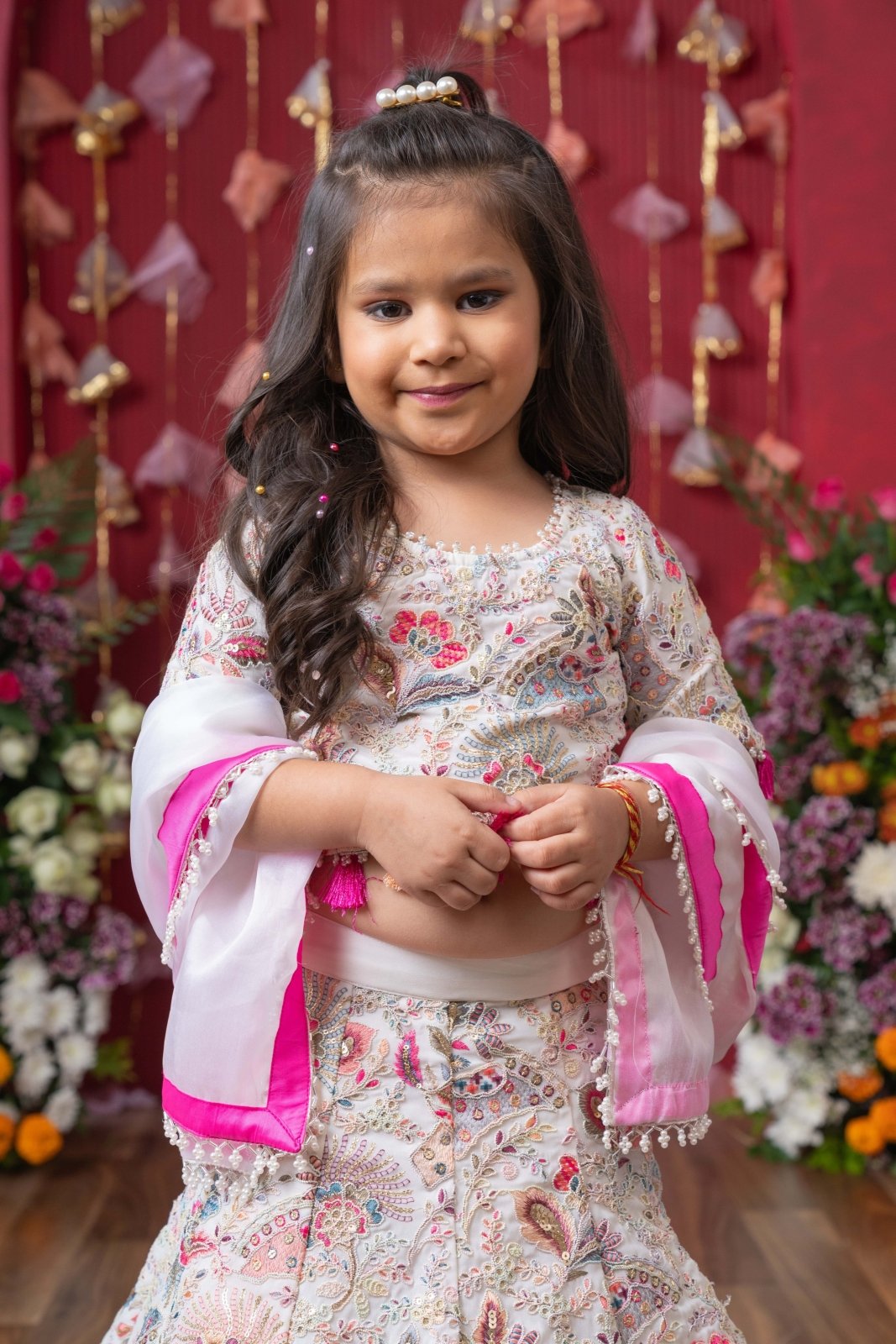 Graceful Glamour: A stunning embroidered lehenga set for your little one's festive sparkle! - Kirti Agarwal