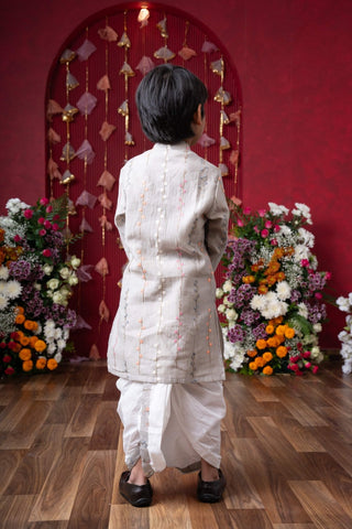 Graceful Grey Embroidered Kurta Set for Boys - Kirti Agarwal