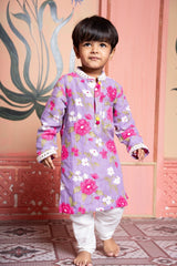 Lavender floral set with Kurti and flared pants & floral lavender kurta set