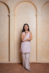 Multicolour Shimmer Stripe Kurta And Pyjama & Sleeveless Beads Embroidered Embellished Kurti With Shimmery Palazzo - Kirti Agarwal