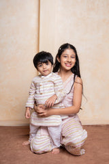 Multicolour Shimmer Stripe Kurta And Pyjama & Sleeveless Beads Embroidered Embellished Kurti With Shimmery Palazzo - Kirti Agarwal