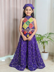Blue and Purple Stylish Palazzo Sets with Head gear