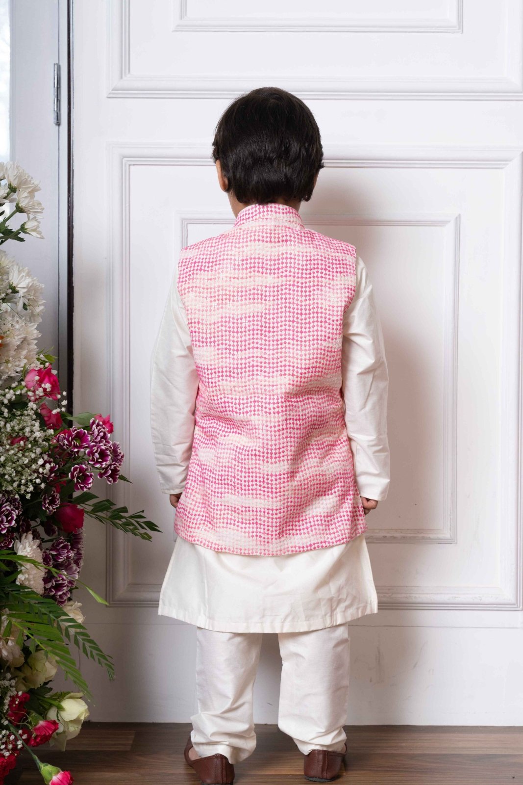 Off White Kurta With Embroidered Jacket And Pyjama - Kirti Agarwal