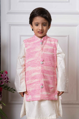 Off White Kurta With Embroidered Jacket And Pyjama - Kirti Agarwal