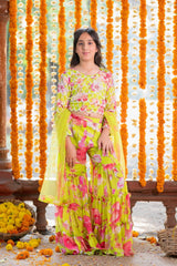 Pearl embroidered crop top with Sharara - Kirti Agarwal