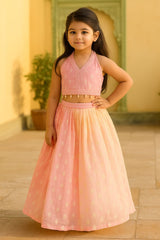 Pink Halter Neck Top With Ombre Lehenga - Kirti Agarwal