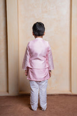 Pink Kurta With Floral Embroidered Jacket And Pyjama - Kirti Agarwal
