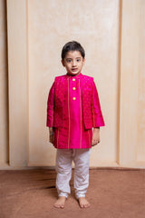 Pink Kurta With Embroidered Jacket And Pyjama & Faux Jacket Style Embroidered Kurta And Pyjama