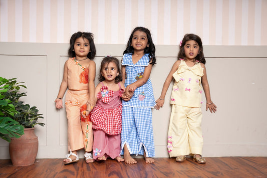 Pure Cotton Coord Sets - Blue, Yellow, Orange and Red - Kirti Agarwal