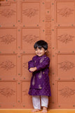 Purple Embroidered Flap Kurta With White Pyjama - Kirti Agarwal