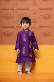 Purple Embroidered Flap Kurta With White Pyjama - Kirti Agarwal