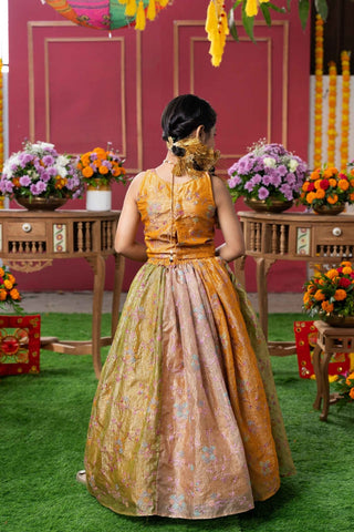 Radiant Mustard - Gold Lehenga Set for Little Divas - Kirti Agarwal