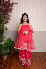 Red Kurta Embroidered Jacket And Pyjama & Red Embroidered Kurti With Palazzo