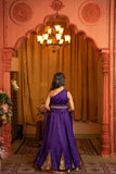 Regal One - Shoulder Purple Lehenga Set with Golden Brocade Panels – A Royal Statement for Every Festive Occasion! - Kirti Agarwal