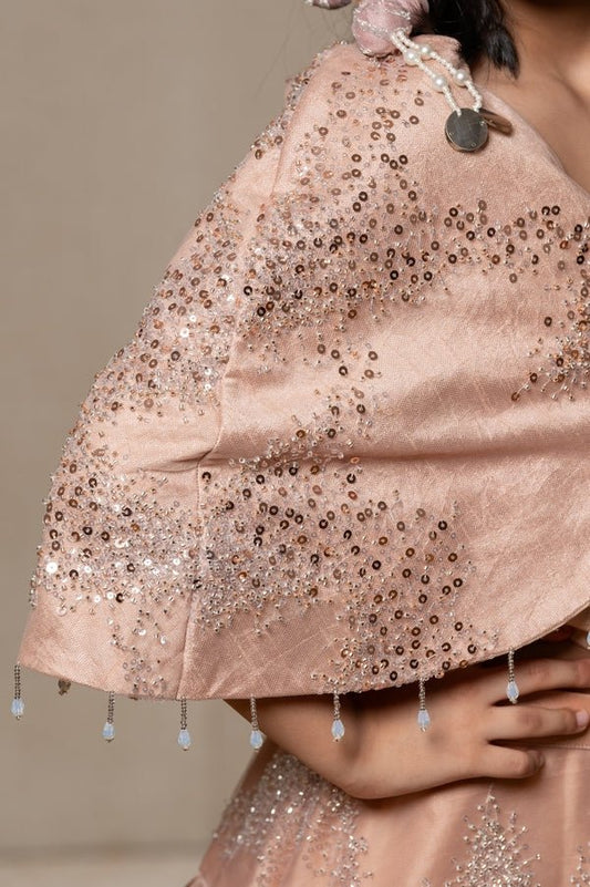 Shawl style Cape with beaded work and pleated Lahenga - Kirti Agarwal
