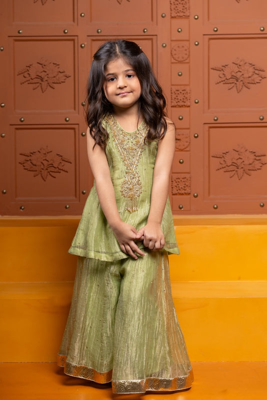 Shimmery Sequin Embroidered Ethnic Kurta With Pyjama & Shimmery Embroidered Sleeveless Kurti With Shimmery Palazzo - Kirti Agarwal