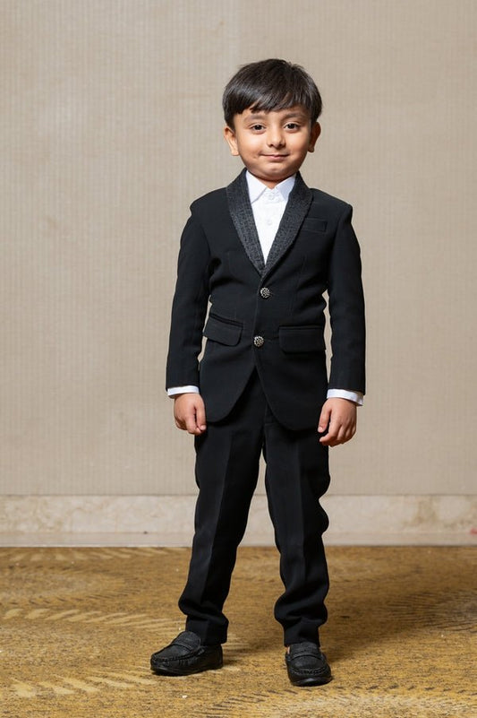 Stylish Blackslim - fit suit for boys, perfect for weddings and formal occasions. - Kirti Agarwal